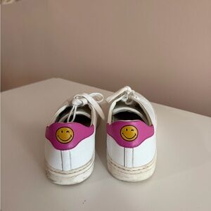 Anya Hindmarch White and Pink Smiley Sneakers